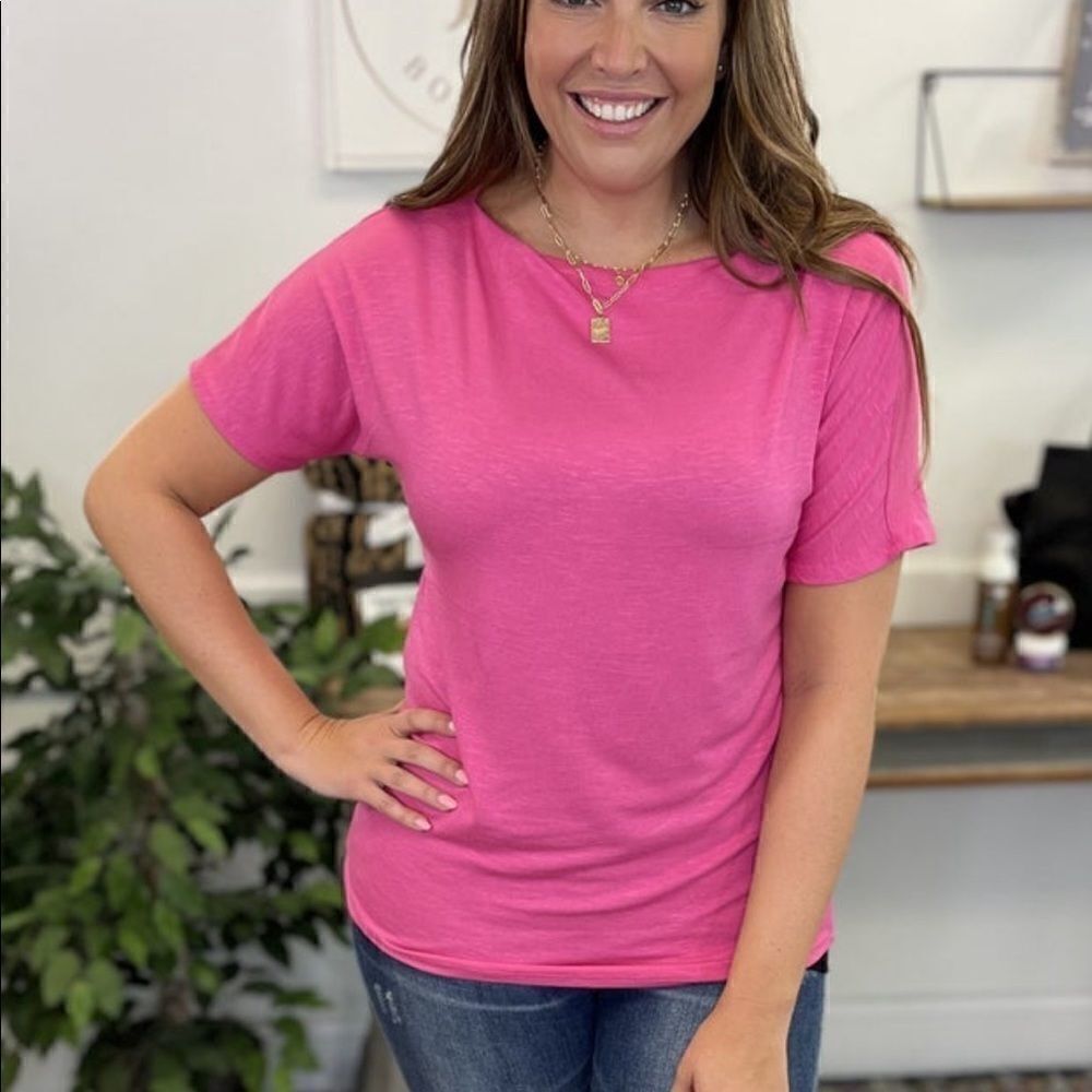 New Ninexis pink wide neck top